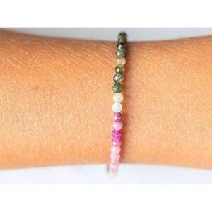 BEAUTIFUL Bracelet Watermelon Tourmaline Beaded Bracelet waterproof gold PRETTY